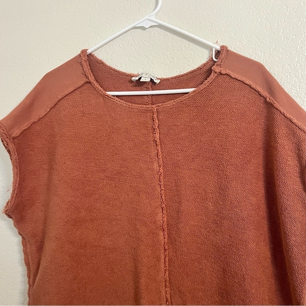 She sky boho boxy Raw-Edge Boxy Top terry earthy boho beach cotton chic high low - Picture 2 of 12